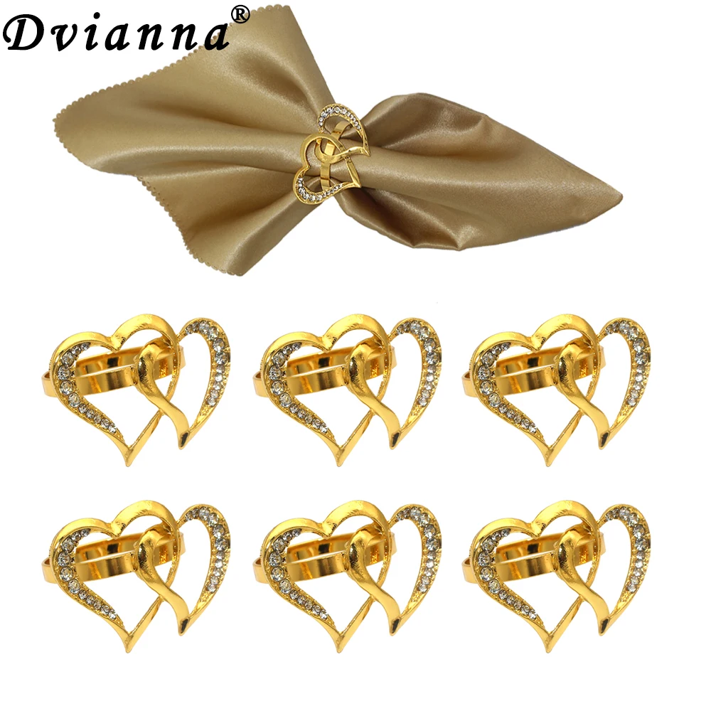 

6/12/24Pcs Valentine's Day Napkin Rings Heart Napkin Holder Ring for Wedding Dinner Party Banquet Xmas Thanksgiving Day HWW17