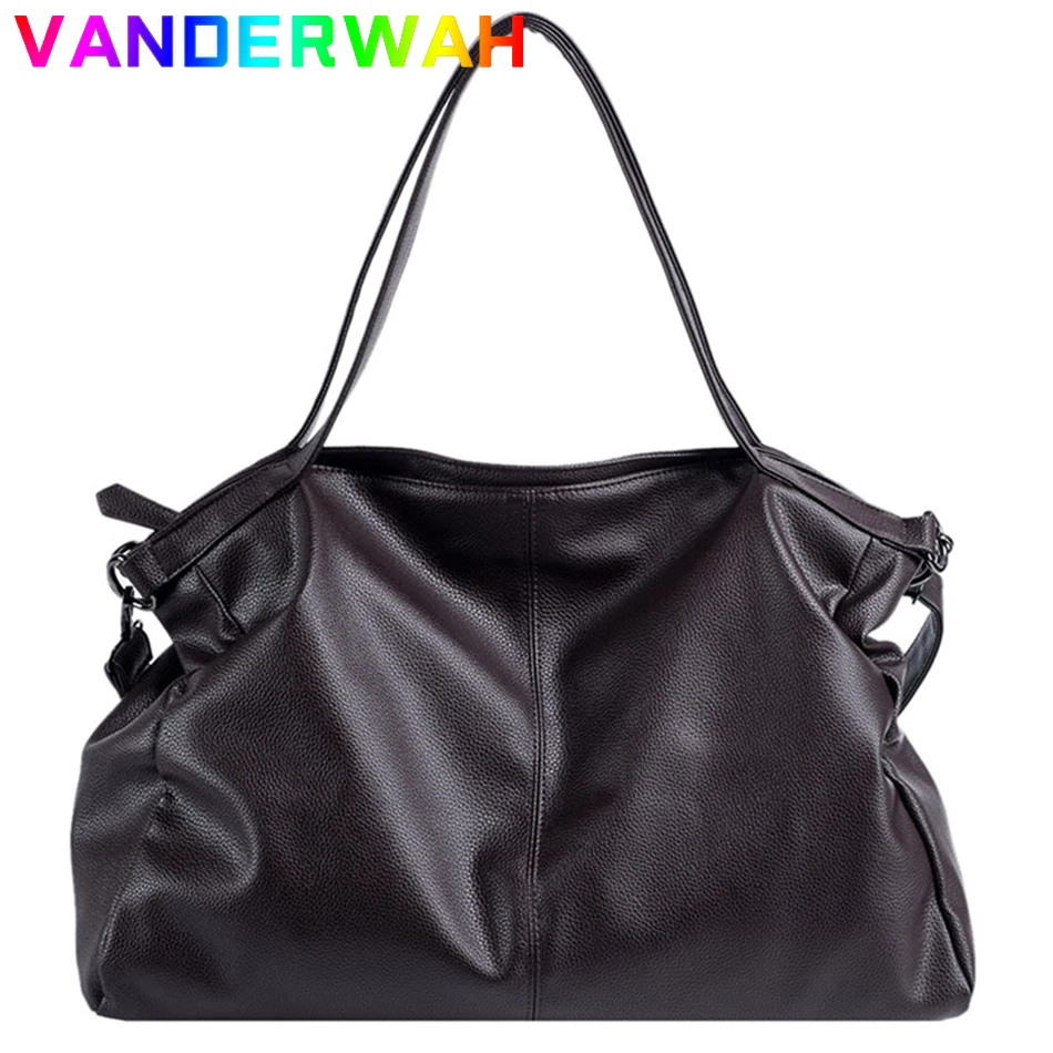 

Big Black Shoulder Bags for Women Large Hobo Shopper Sac Solid Color Quality Soft Leather Crossbody Handbag Lady Travel Tote Bag