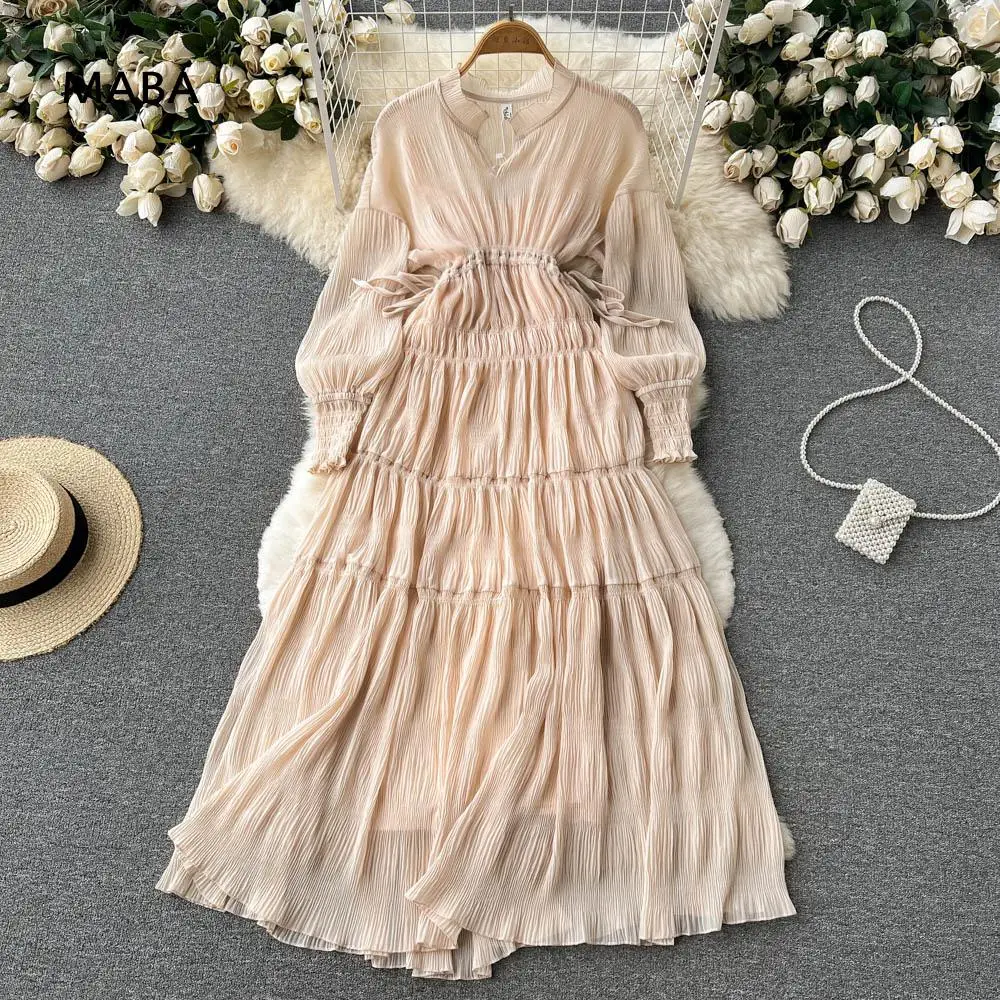 Женское длинное Свободное платье дизайнерское элегантное плиссированное с