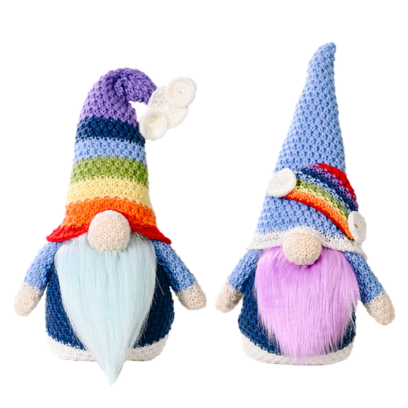 

Colorful Hand-knitted Plush Faceless Doll Rainbow Gnome For Holiday Gift And Decoration Miniatures Party Ornament Home Decor
