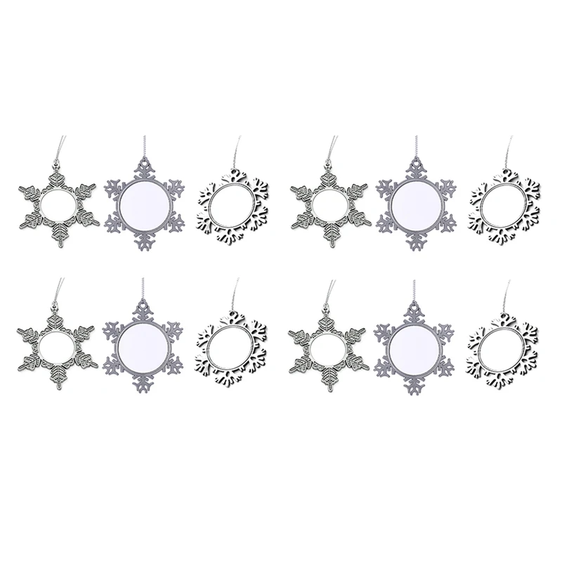 

12PCS Sublimation Snowflake Ornament DIY Metal Sublimation Blank Christmas Hanging Decorations For Christmas Party Durable