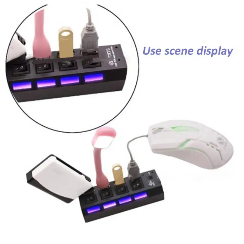 

USB2.0 Hub USB Hub 2.0 Multi USB Splitter Hub Use Power Adapter 4/7Port Multiple Expander USB2.0 Hub With Switch 30CM Cable