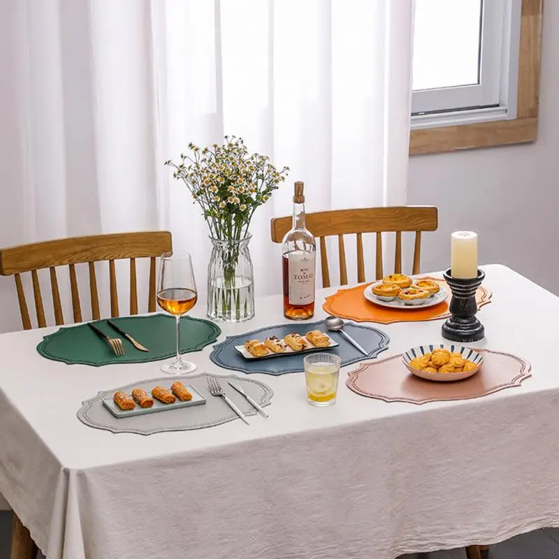 

Kitchen Heat Insulation Mat Ins Style Non-slip Retro Table Mat Northern Europe Leather Western Table Mat Cup Pad Creative