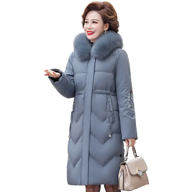 Hat Detachable Hooded Down Coat Winter Women Warm White Duck Down Jacket Ladies Long Warm Outwears New 2023 Ladies Down M47