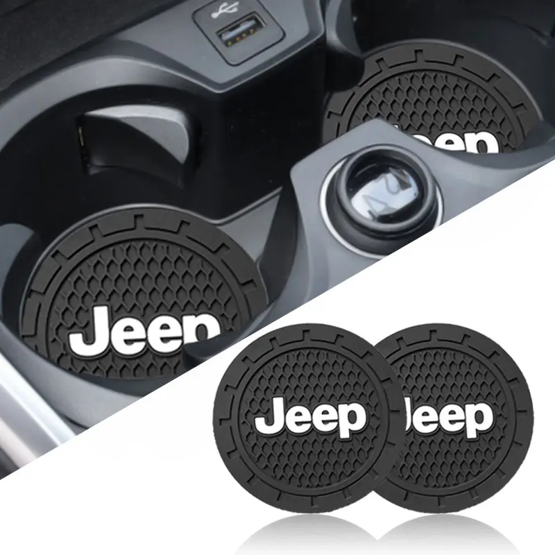 

Fashion Car Logo Water Coaster Auto Badge Cup Pad Dust Mat For Jeep Wrangler Grand Cherokee Compass Renegade Tyre Stem Air Caps