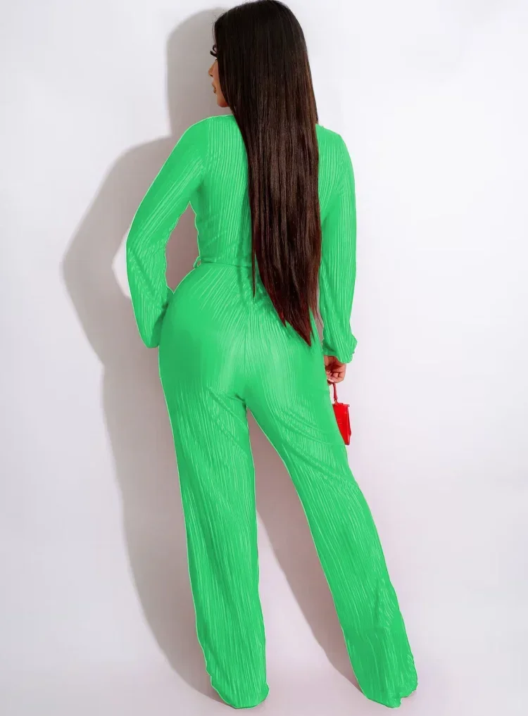 Элегантная плиссированная рубашка KEXU с отложным воротником V-образным вырезом и