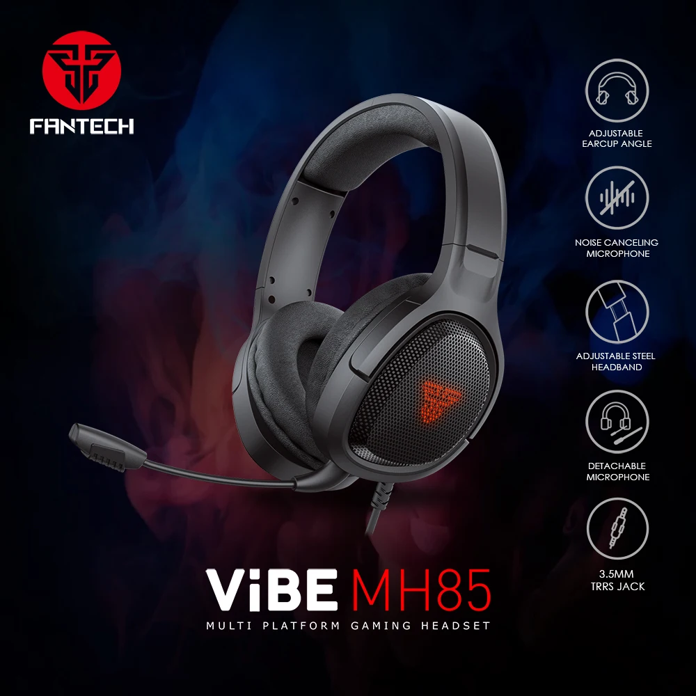

FANTECH VIBE MH85 Wired Gaming Headset 3.5mm Jack 333g Comfortable Weight and Detachable Microphone Headphone for CSGO LOL Gamer