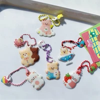 cute anime bear keychain kawaii cartoon animal keyring for women bag pendant plastic key chain charm keyfob jewelry gift