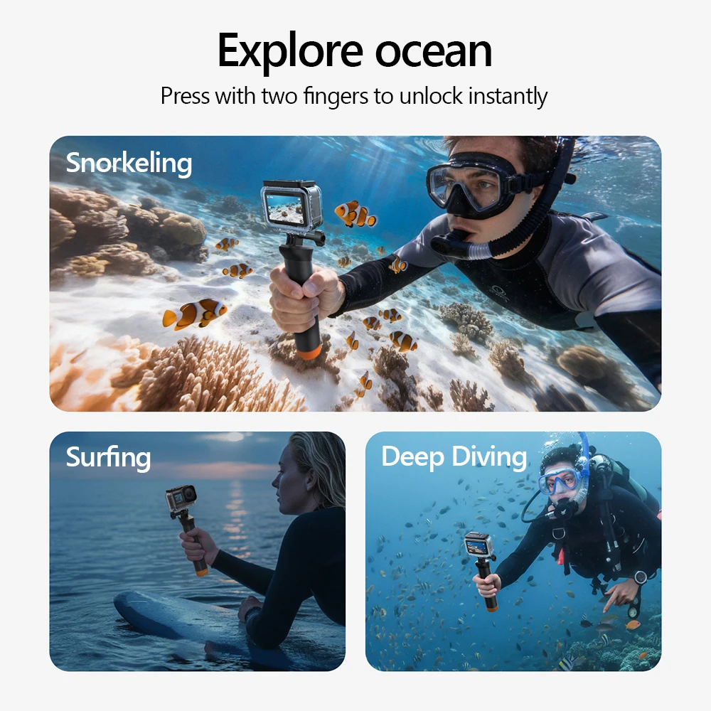 Фото TELESIN 60 м водонепроницаемый чехол для DJI OSMO Action 6, чехол для подводного дайвинга, высокопрочный защитный чехол для камеры с защитой от падения №3