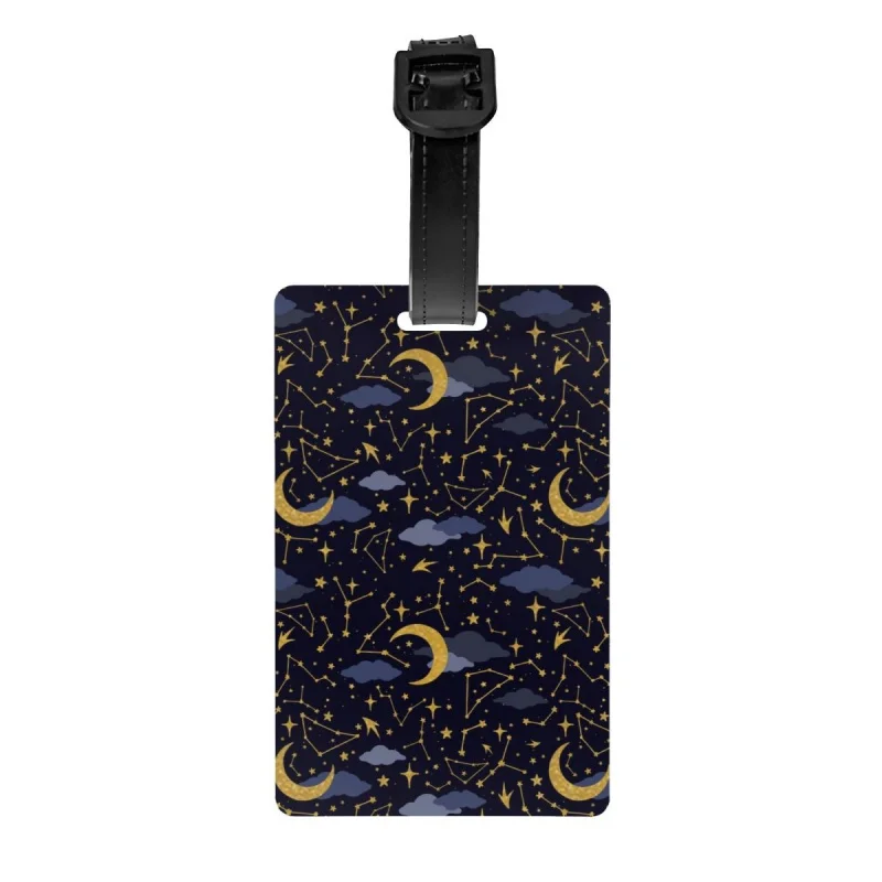 

Moon And Stars Space Galaxy Pattern Luggage Tags for Travel Suitcase Universe Celestial Privacy Cover ID Label