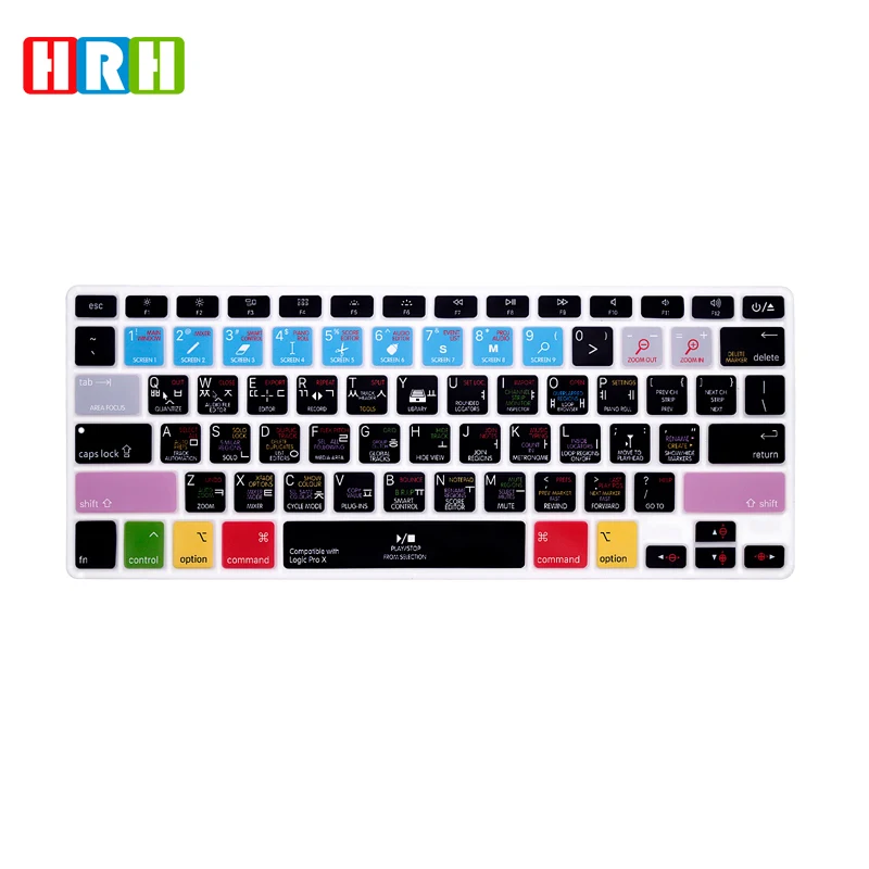 

HRH Shortcuts HotKeys Korean Keyboard Skin Cover Laptop for MacBook Air Pro Retina 13" 15" 17" Release Before 2016 +US Version