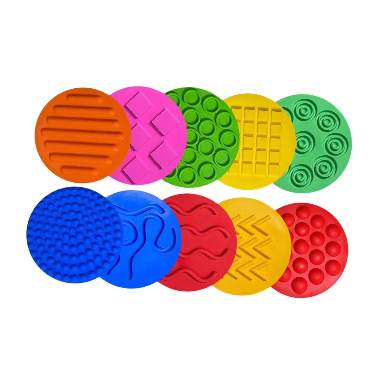 10 Pieces Sensory Pads Toys Small Early Learning Play Silicone Mats for Kids Boys Girls Home Fine Motor Activity
