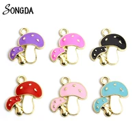 10pcslot cute enamel mushroom charms for pendant necklace keychains earrings diy jewelry makings handmade findings accessories