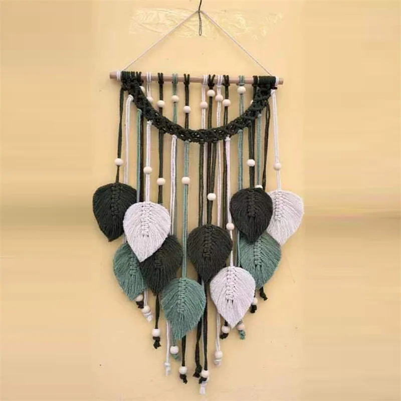 

Bohemian hand-woven colorful feather tapestry net red ins tassel home stay wall decoration finished diy Bohemian Decoration