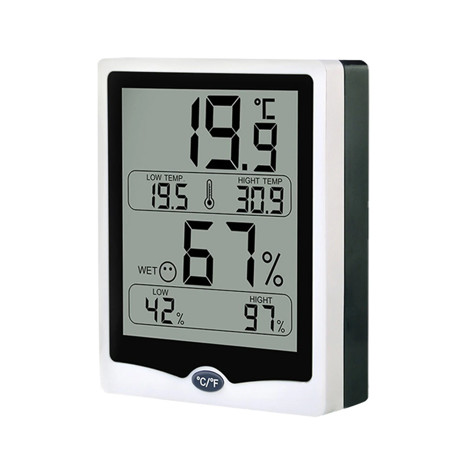 

Home Office Digital Thermometer Desktop Humidity Meter Indoor Outdoor Battery Powered Wireless Portable Back Stand Large Screen