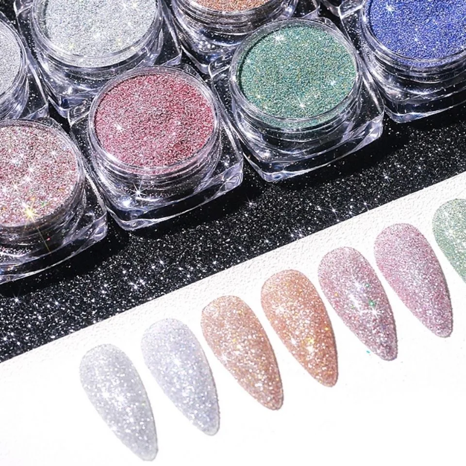1 банка морская соль мерцающий блеск для ногтей Радужная Светоотражающая пудра