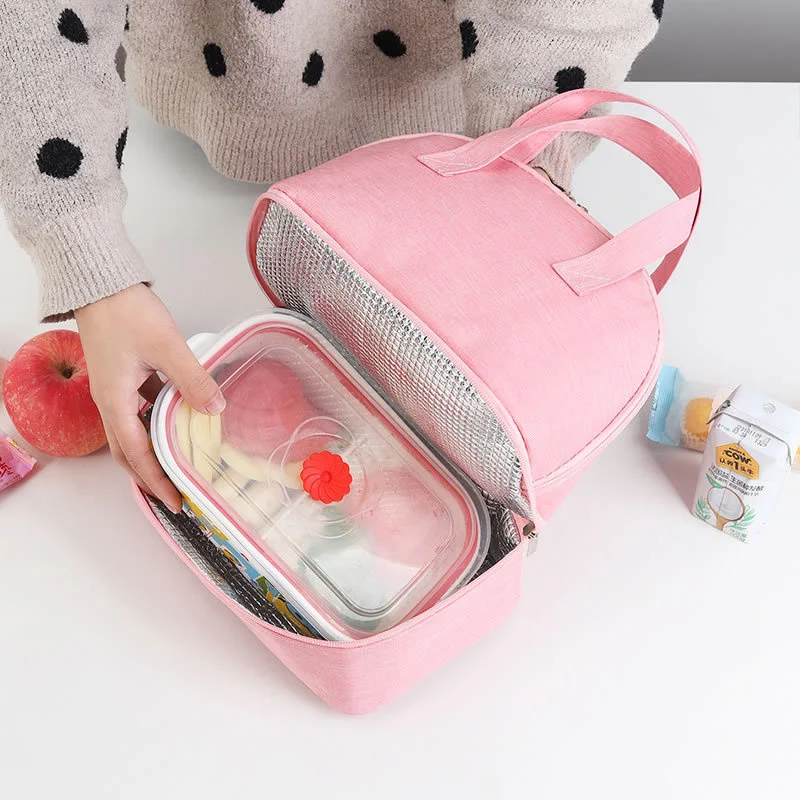 

Portable Outdoor Travel Bag Double-Layer Insulated Lunch Bag Office Portable Lunch Rice Insulation Bag Student Lunch Box Bag