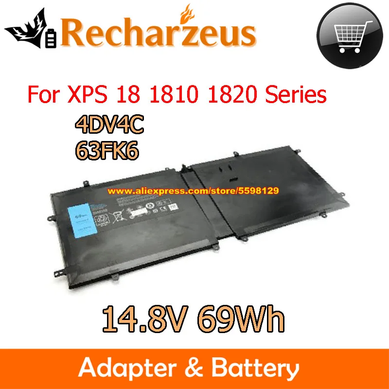 Original 14.8V 69Wh 4DV4C D10H3 Laptop battery 063FK6 for Dell XPS 1810 1820 1820-D1598T 1820-D1498 1820-D1398T