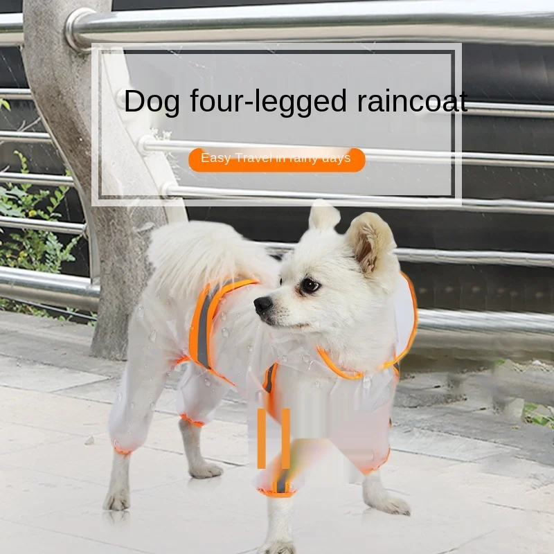 

Pet Dog Raincoat Puppy Four Feet Hooded Transparent Waterproof Small Medium Large Dog Rain Out Clothes for Animals
