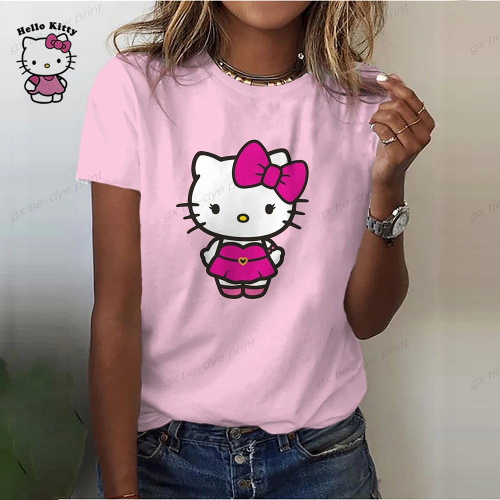 

Женская футболка с круглым вырезом, с принтом HELLO KITTY