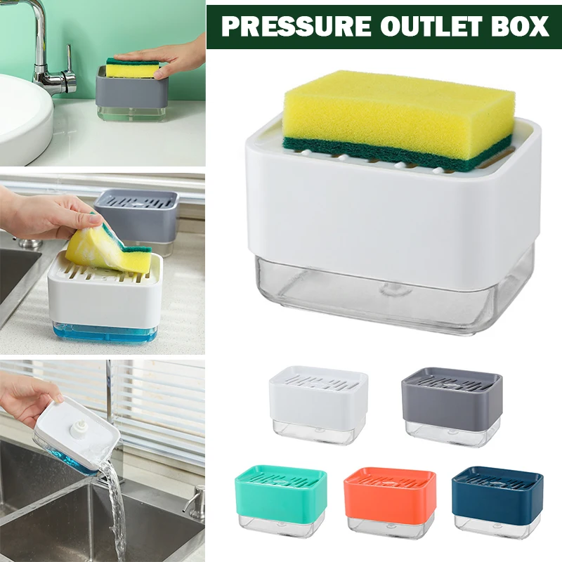 

Soap Pump Dispenser with Sponge Holder Liquid Dispenser Container Hand Press Soap Organizer Kitchen Cleaner Tools