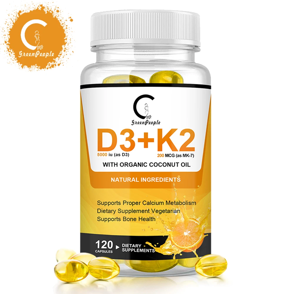 

GPGP Greenpeople Vitamin K2 (MK7) & D3 Supplement Non-GMO Formula 5000 IU Vitamin D3&200 mcg Vitamin K2 MK-7 Vitamin D&K Complex