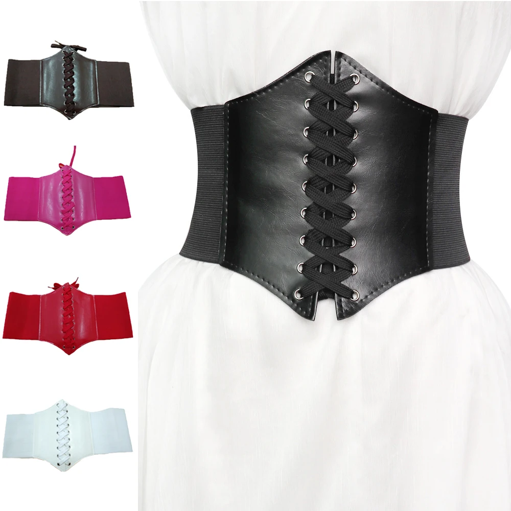 

2021 Corset Wide Belts Pu Leather Slimming Body Belts For Women Elastic Waist Belts Cinto Sobretudo Feminin Ceinture Femme Fajas