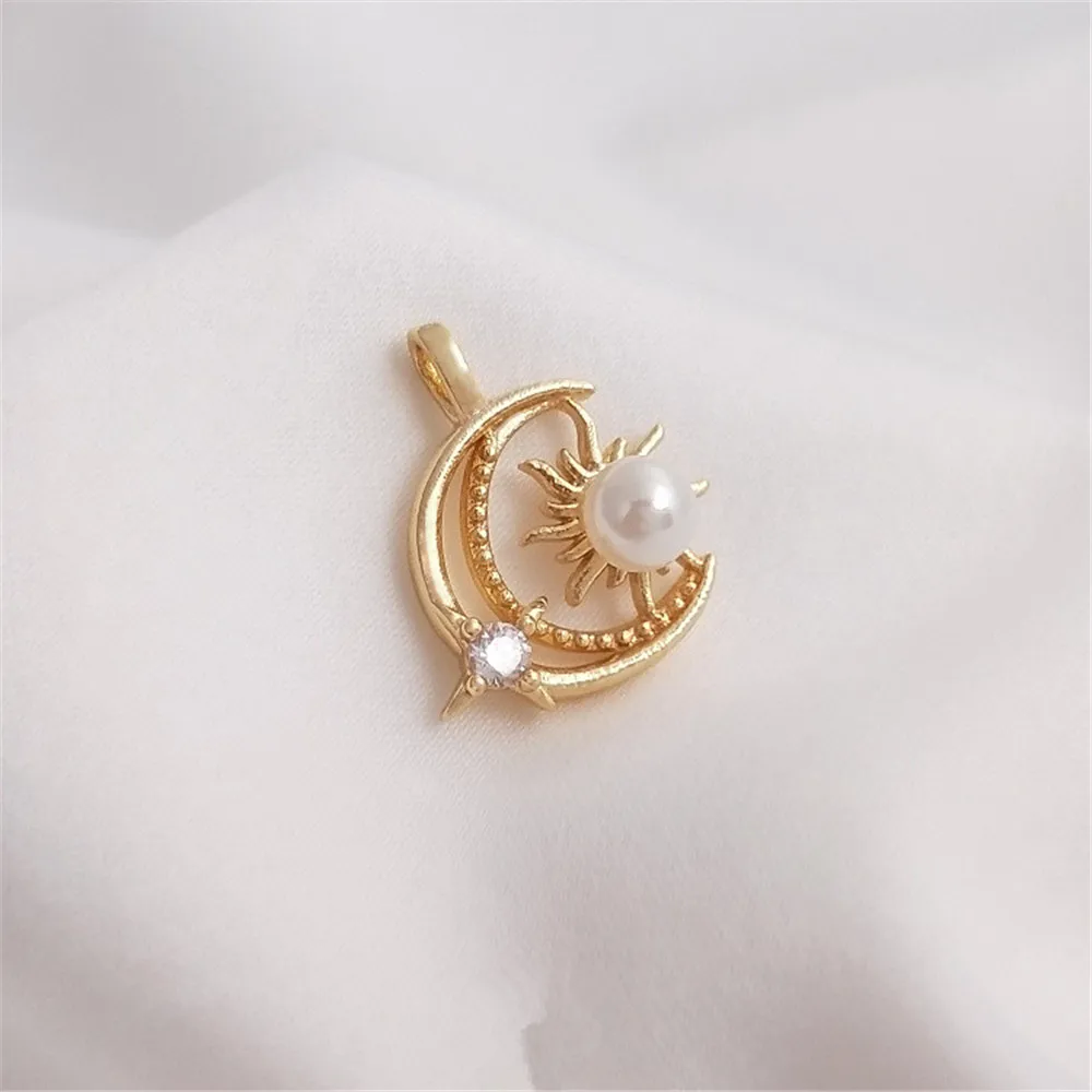 

14K Gold Filled Plated Star, moon, sun, pearl pendant, diy pearl necklace, bracelet, hanging accessories