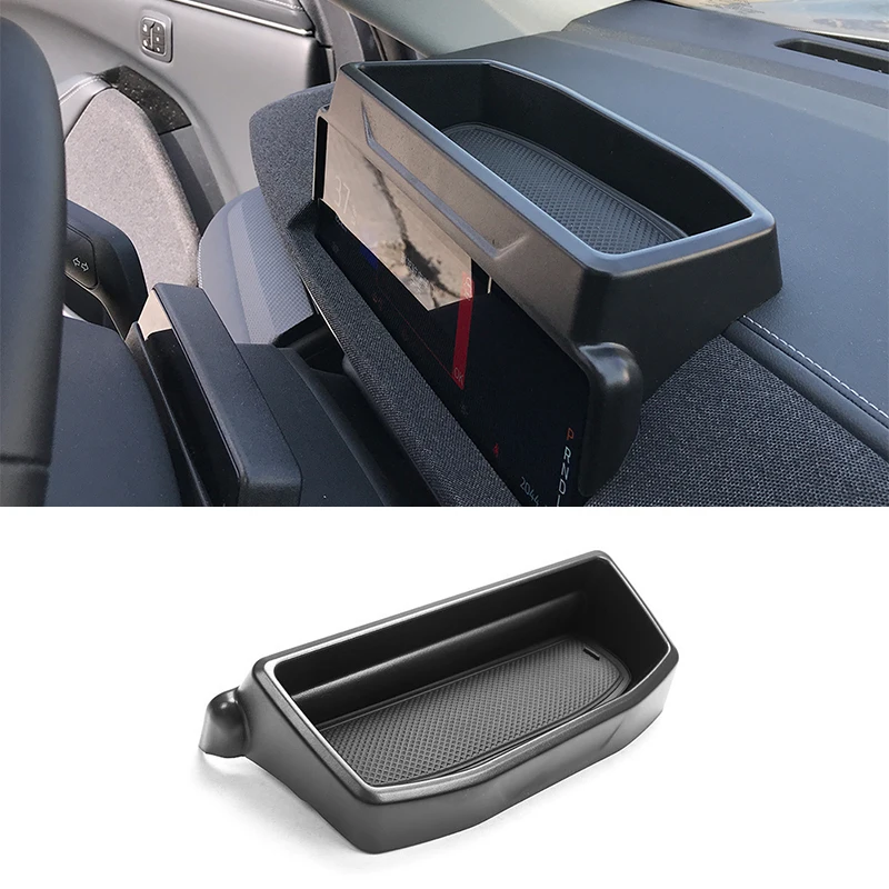 Caja de almacenamiento para salpicadero de Ford Mustang mach-e 2021 2022, organizador de pantalla trasera ABS, bandeja, caja de pañuelos, accesorios de soporte para gafas