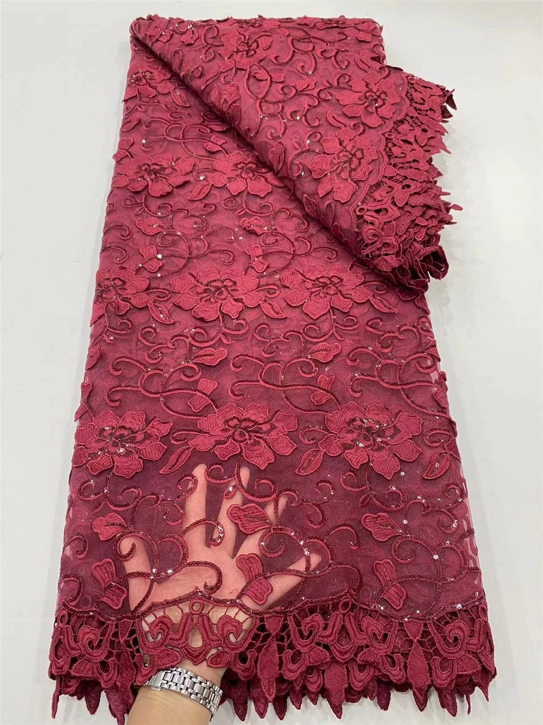 

High Quality African French Floating Embroidery 3D Stereoscopic Swiss Net Tulle Mesh Lace Fabric For Dress 5Y/Lot