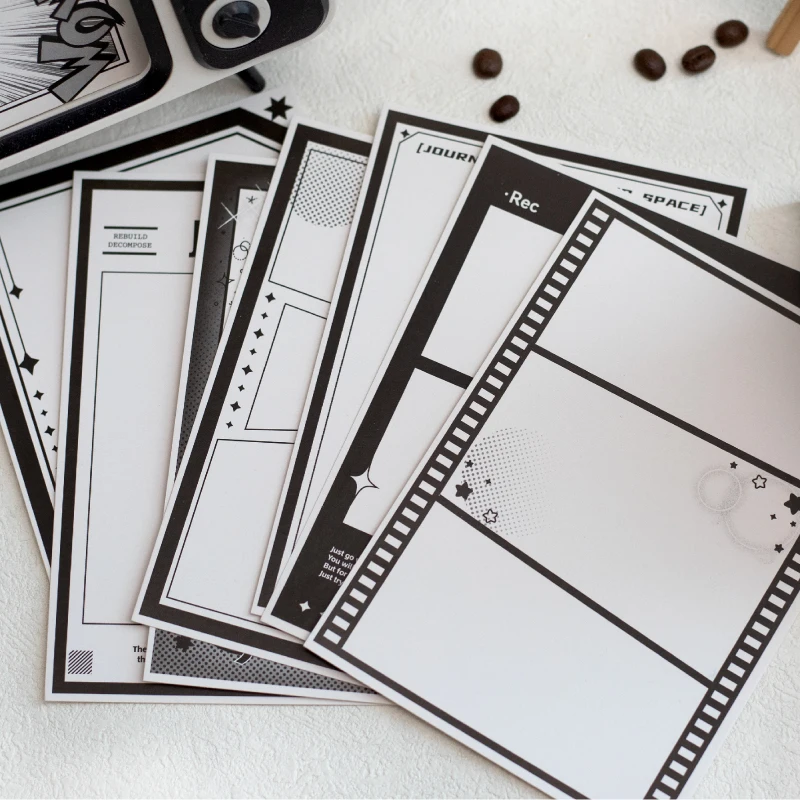 Журнал Go 50 шт./лот черно-белый бордер коллаж карта для карточек планировщик