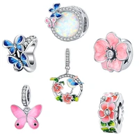 colorful birds flowers leaves cz pendant spring charm fit original bracelet jewelry accessories diy making scc1726