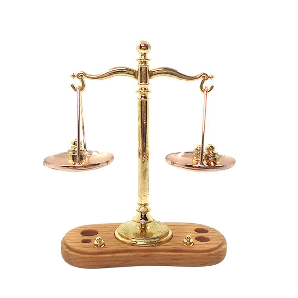 

Miniature Vintage Scales with 6 Weight Metal Gadgets 1: 12 Justice Scale Toys Home Decor Sign Dollhouse miniatures furniture