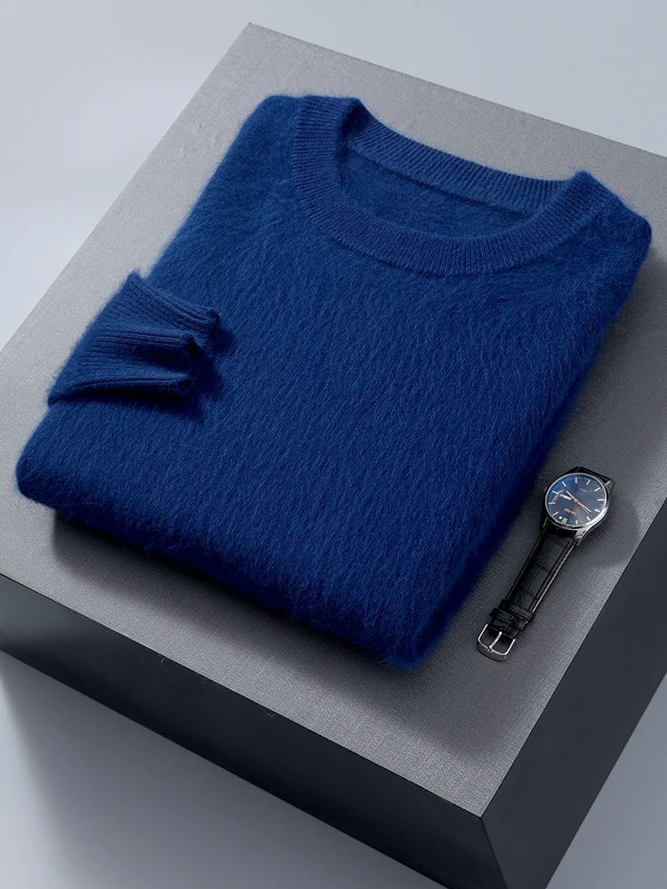 Осенне-зимние толстые мужские кашемировые пуловеры с круглым вырезом свитер