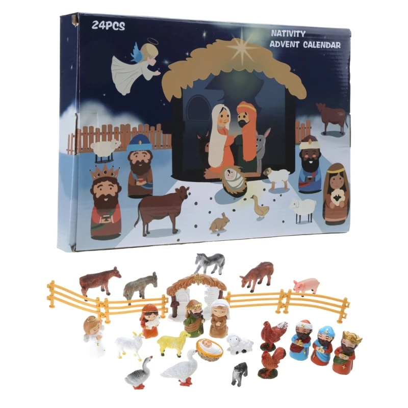 

Creative Jesus Nativity Set Countdown Calendar for Kids, Resin Material, Christmas Gift for Children and Drop shipping