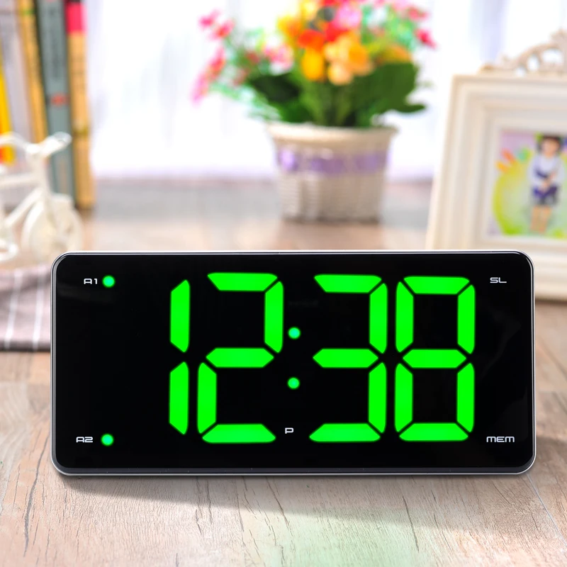 

European LED Alarm Clock Large Screen Display Radio Alarm Clock Portable Bedside Luminous Wecker Horloge Desktop Decor Digital