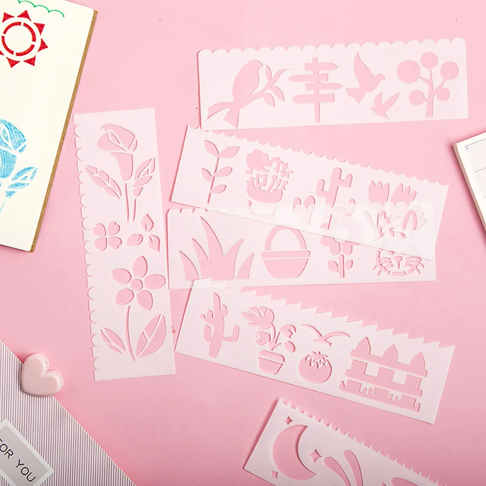 

8Sheets/Set Children Painting Template DIY Photo Stencils Painting Scrapbook Handwritten Newspaper Craft Decorative Stationery