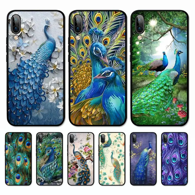 

Peacock feather Phone Case for Vivo Y91C Y11 17 19 17 67 81 Oppo A9 2020 Realme c3