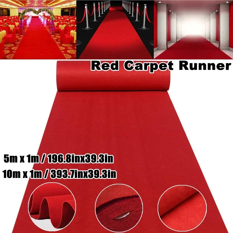 

5M/10M Red Wedding Carpet Custom Length Aisle Runner Indoor Outdoor Decoration Carpet Event Party Home Textiles Rug（Width 1M）