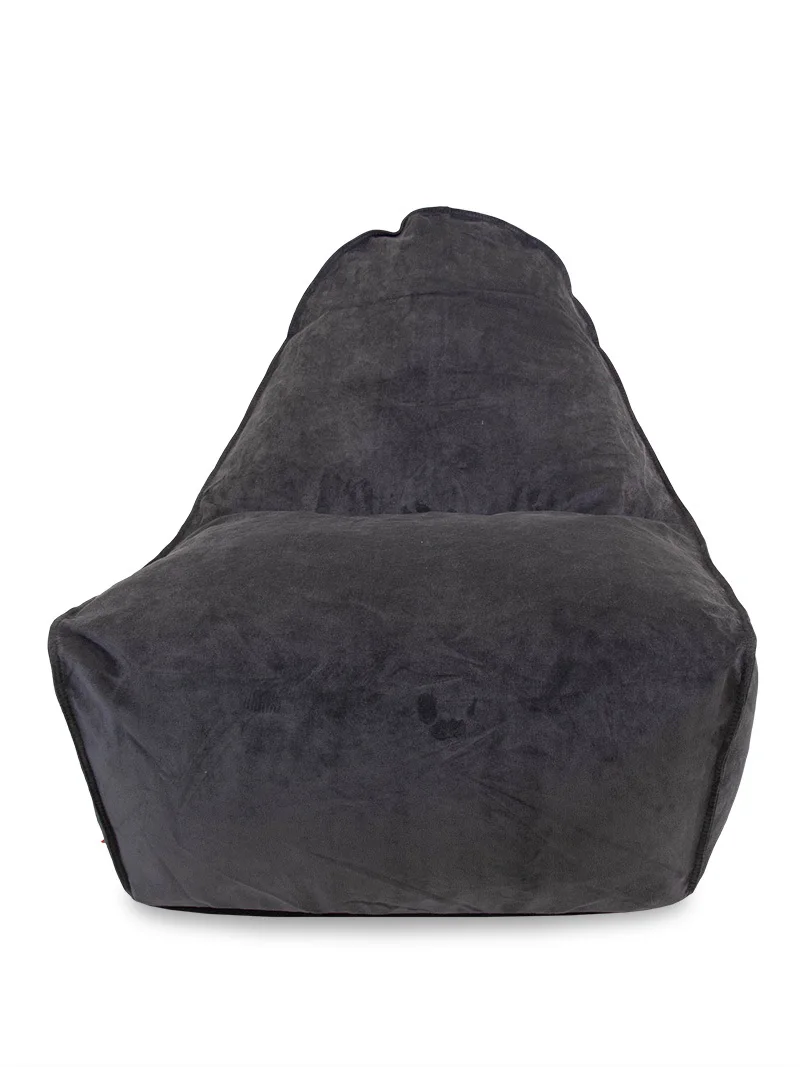 Бескаркасное кресло Comfort Velvet Graphite из микровельвета с декоративным карманом XXXL PUFF
