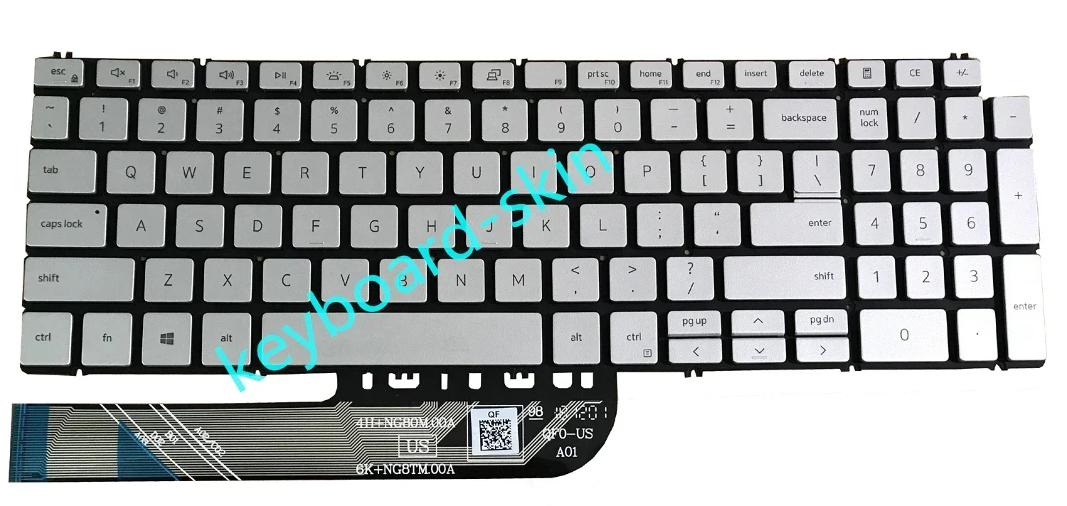 Серебряная клавиатура США с подсветкой для Dell Inspiron 15-5501 5502 5505 5508 15-5509 P102F 5584 P85F 5590