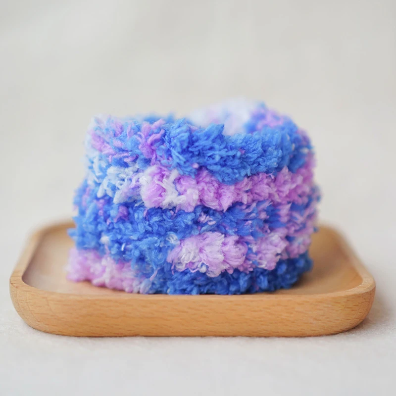 Градиентный цвет плюшевая шерсть железная проволока нить твист веревка лента