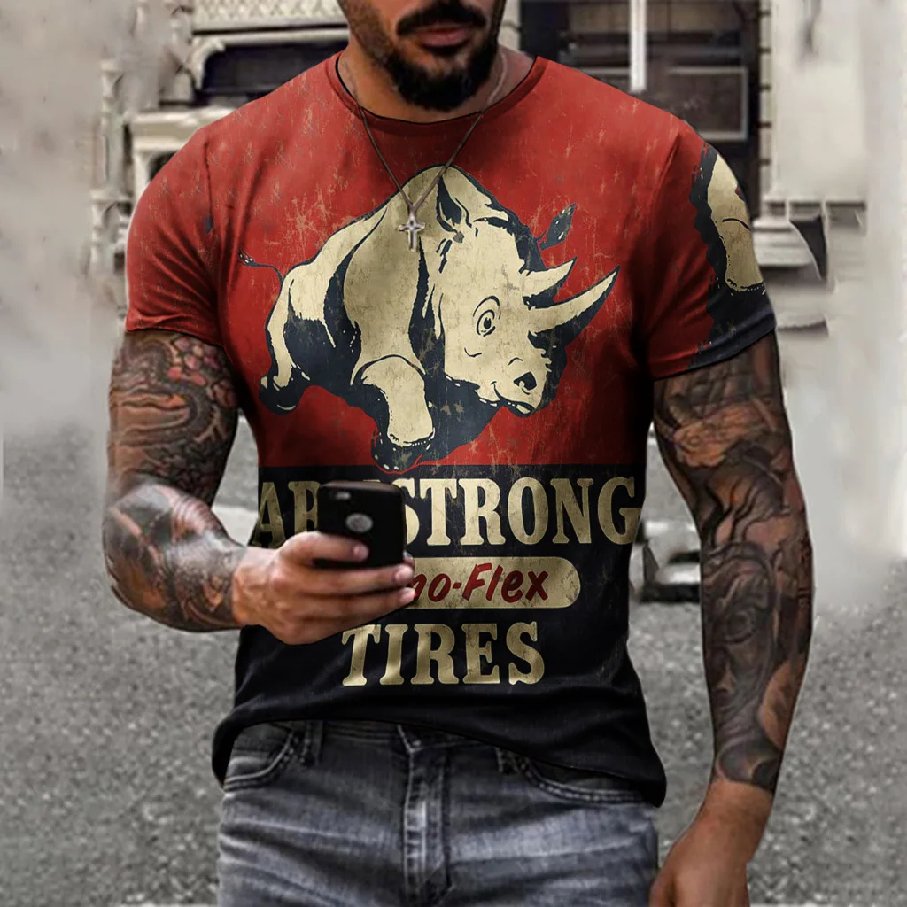 

2022 Summer Mens Short Sleeve T Shirt For Men Fit Casual Vintage Style Breathable 3D Printed O-Neck Streetwear All-match Top