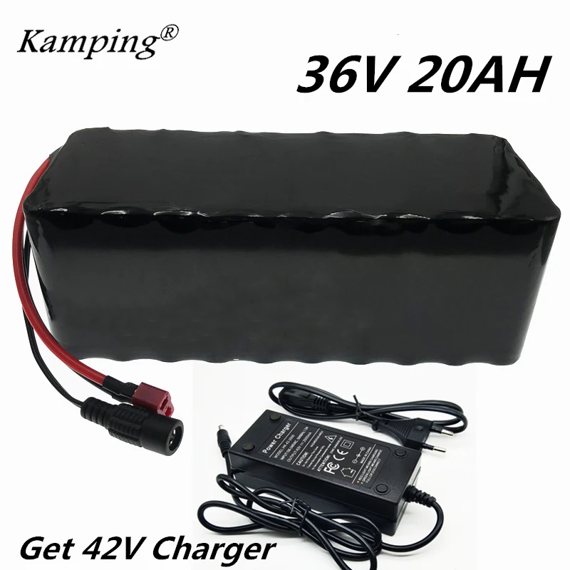 

KAM PING 36V 20AH Electric Bicycle Battery Built-in 20A BMS Lithium Battery Pack 36 Volt 2A Charging Ebike Battery + 42v Charger
