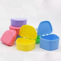 denture bath box case dental false teeth storage box with hanging net container plastic artificial tooth organizer teeth care