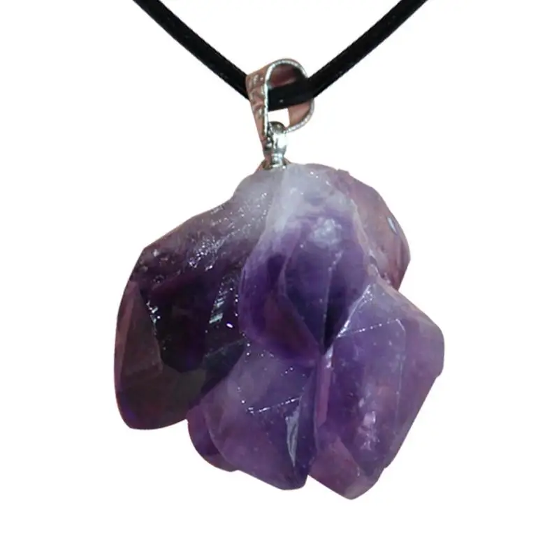 

Irregular Natural Amethyst Pendant Cluster Cut Necklace Crystal Piont Stone Decoration Small Jewelry Pendants