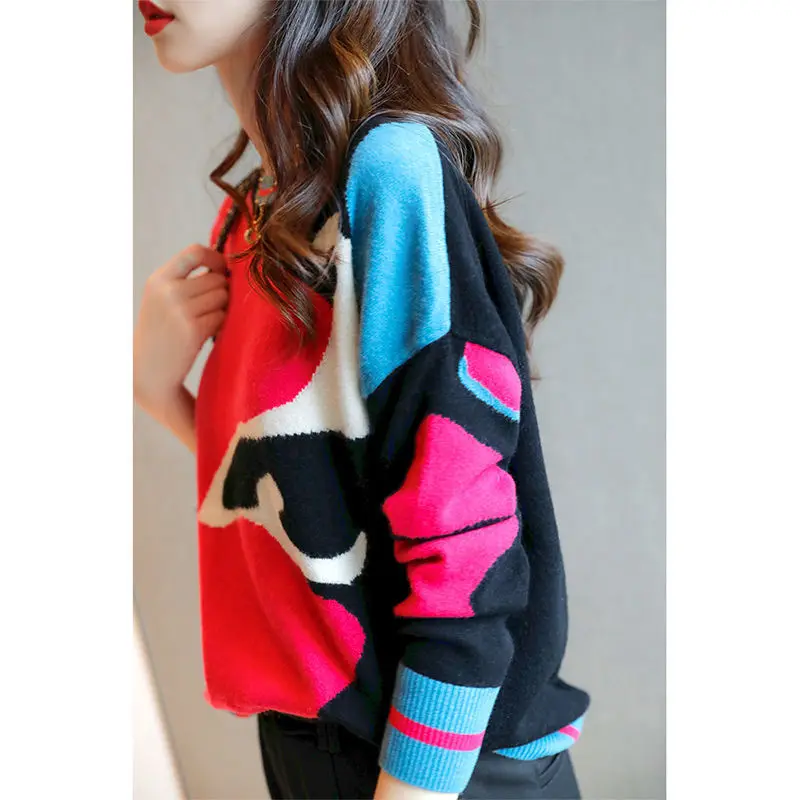 

Women's O Neck Sweater Loose 2022 New Sweater Autumn Winter Pullover Casual Warm Loose Korean Fashion Ladies Top Knitwear W140