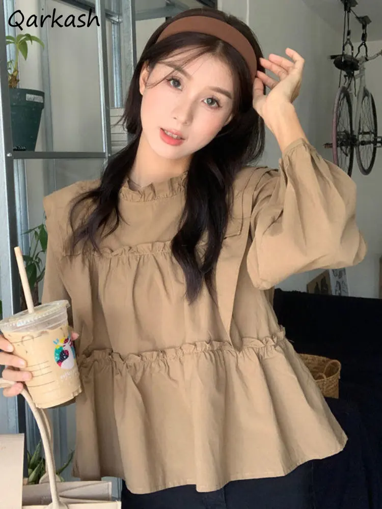 

Long Sleeve Blouses Women Loose Vintage Spring Casual Streetwear Fashion Aesthetic All-match Female Elegant Daily Korean Style