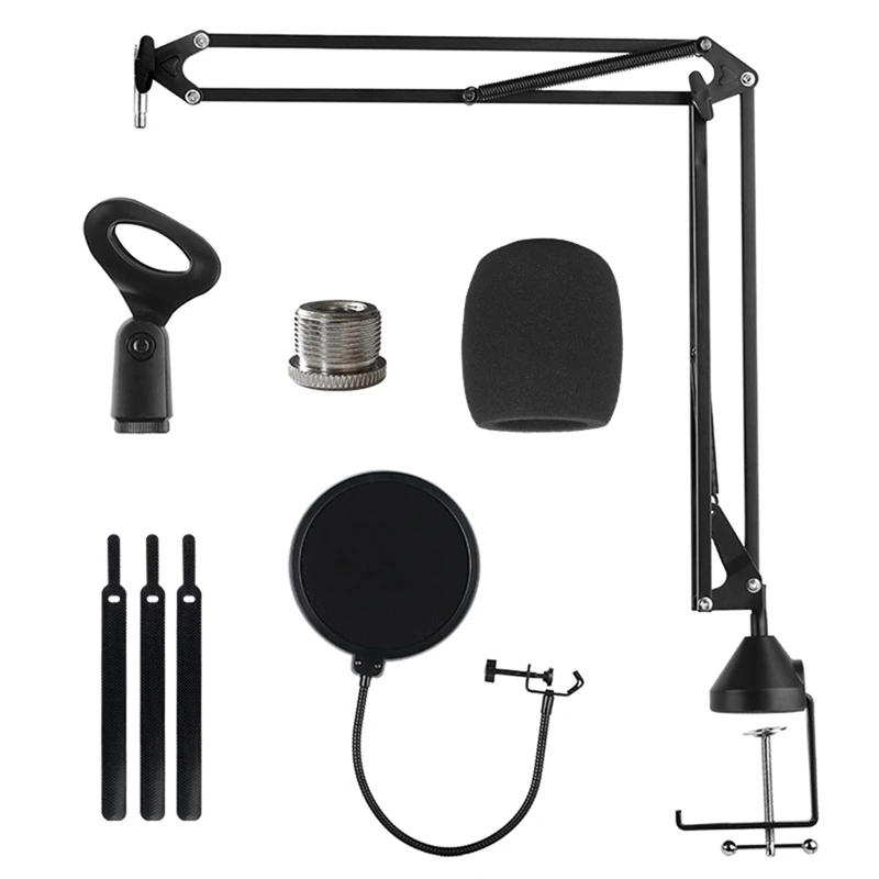 

Microphone Stand Suspension Boom Scissor Arm Stands with 3/8-5/8 Screw / Table Mounting Clamp / Filter / Clip Holder