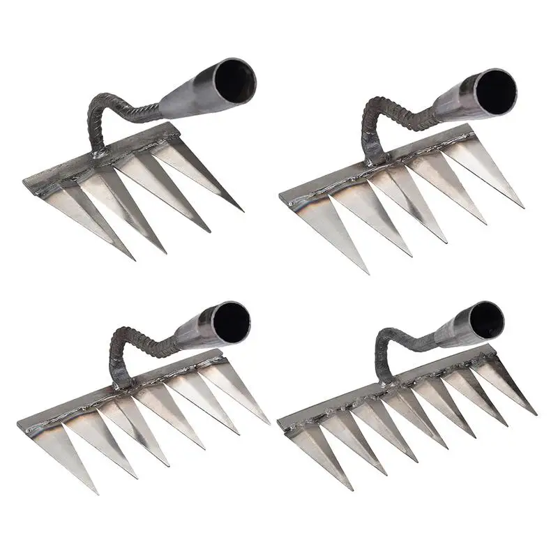 

Dethatcher Rake Carbon Steel Garden Hand Rake Tines Rake Dethatching Weeding Acreage Rock Gravel Root Garden Tools 4/5/6/7 Tines